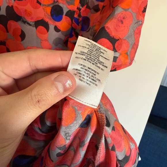 HD in Paris Anthropologie 100% Silk Sz 4 Ruffled Dotted Blouse Preppy Summer - Picture 9 of 10